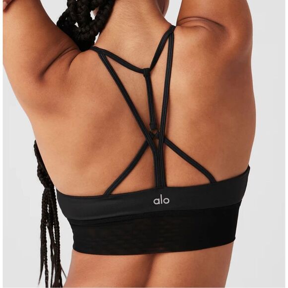Alo Yoga Other - Alo Yoga Lavish shiny black RACERBACK SPORT BRA sz S pickleball